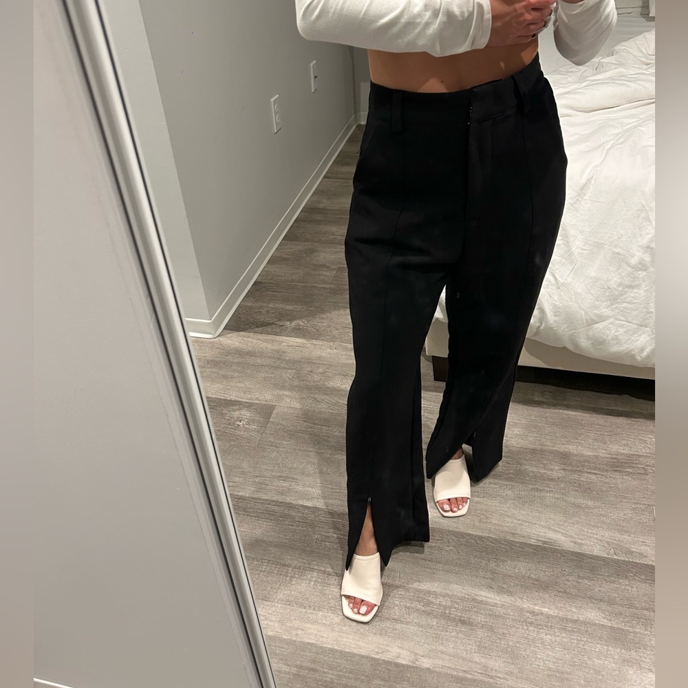 Dissh ROWAN BLACK STRAIGHT LEG SPLIT PANT Black